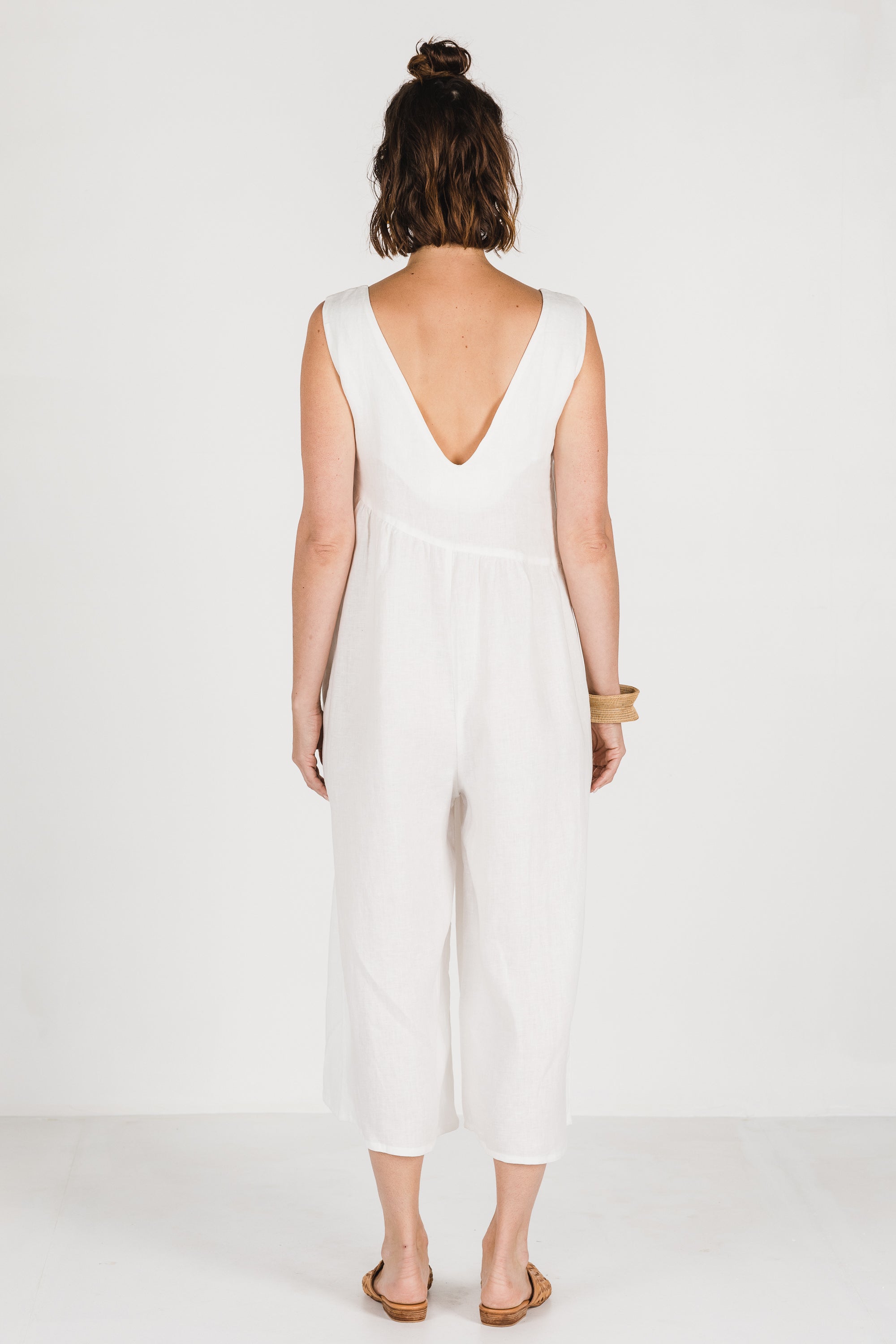 Dee Linen Jumpsuit Warm White