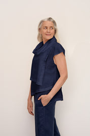 Hazel Linen Top Navy