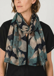Navy Abstract Floral Scarf