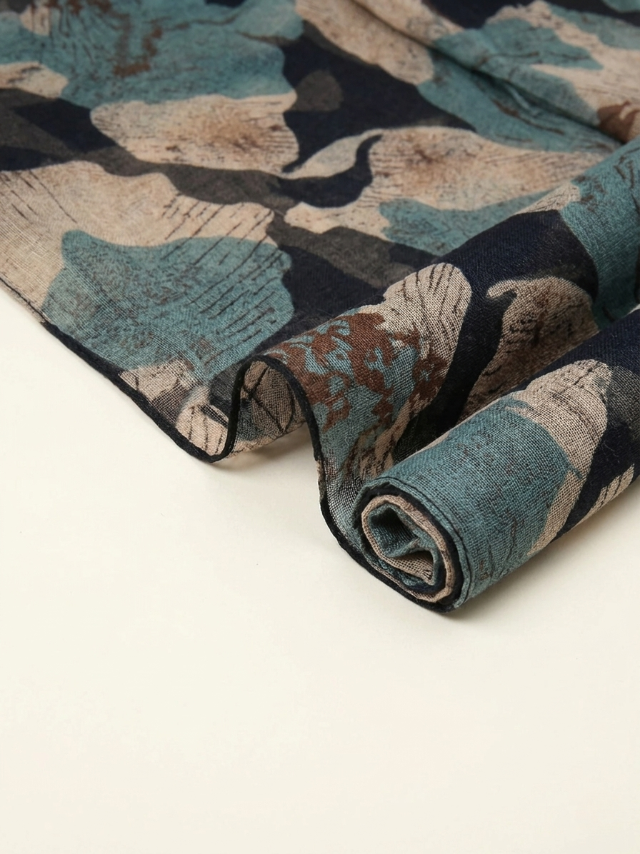 Navy Abstract Floral Scarf