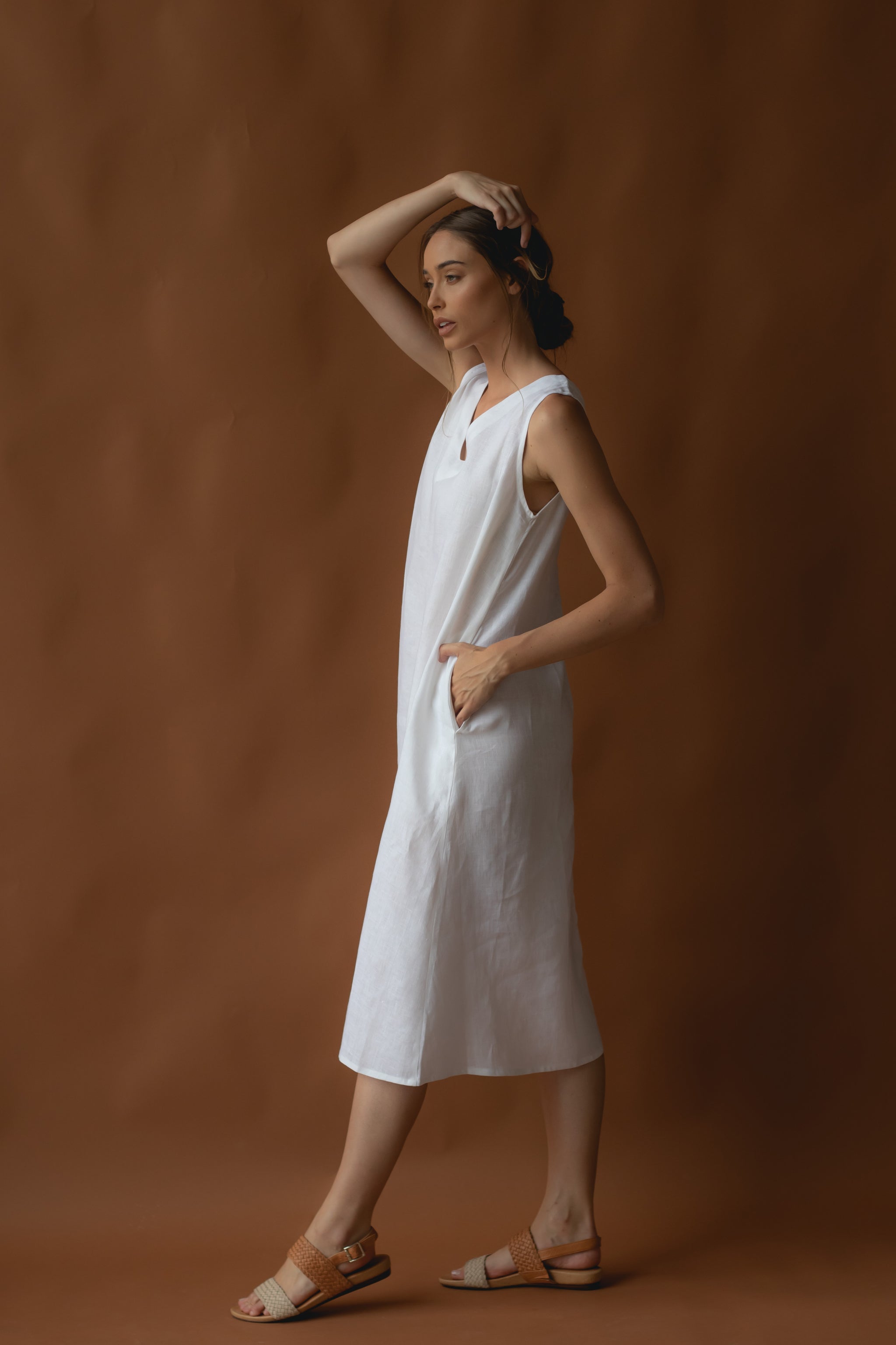 Cynthia Linen Dress Warm White – Kelsey Collective