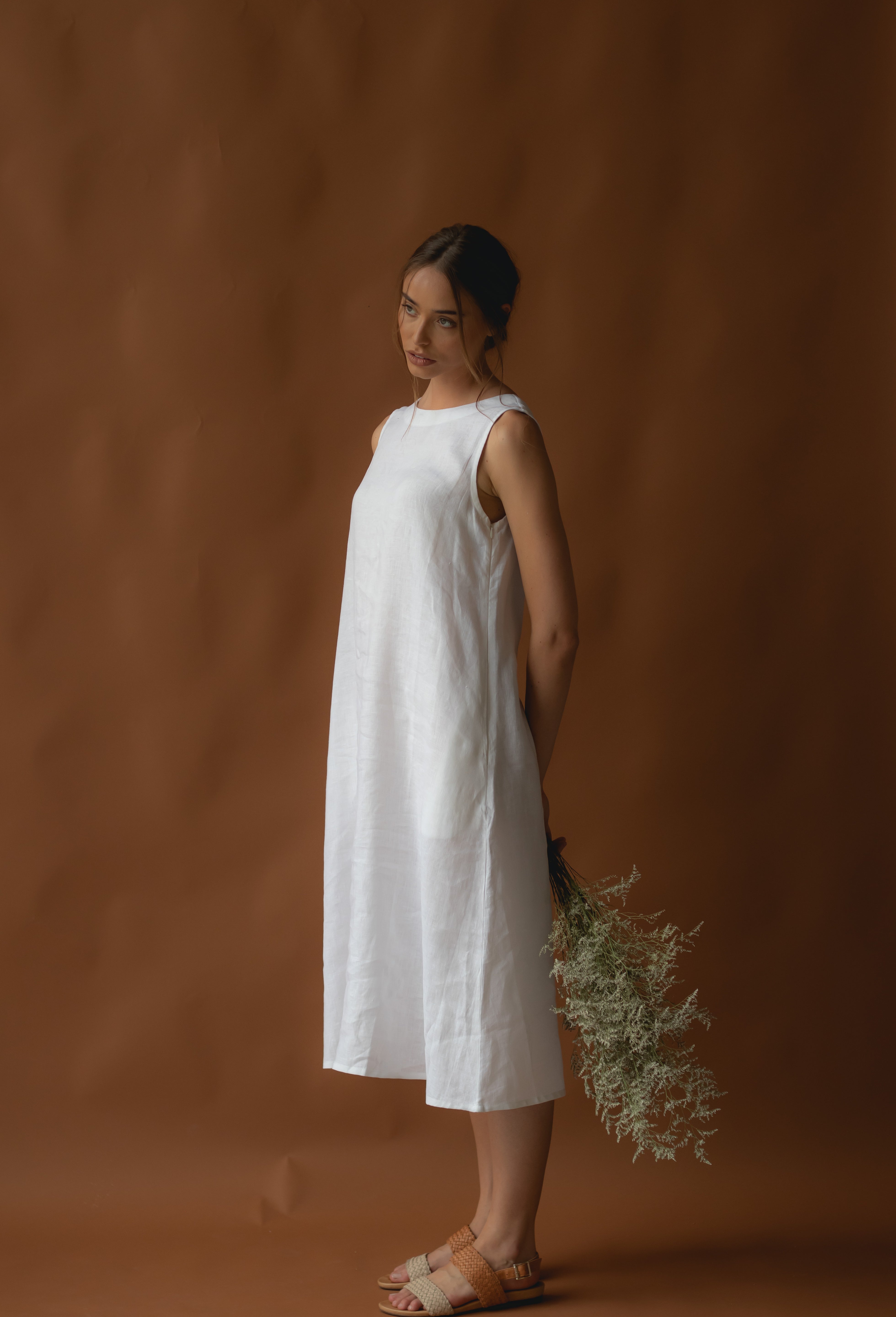 Cynthia Linen Dress Warm White