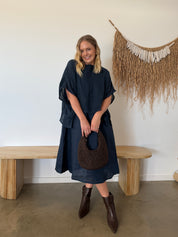 Camilla Linen Gauze Top Navy
