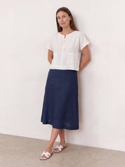 Zoe Linen Top Warm White