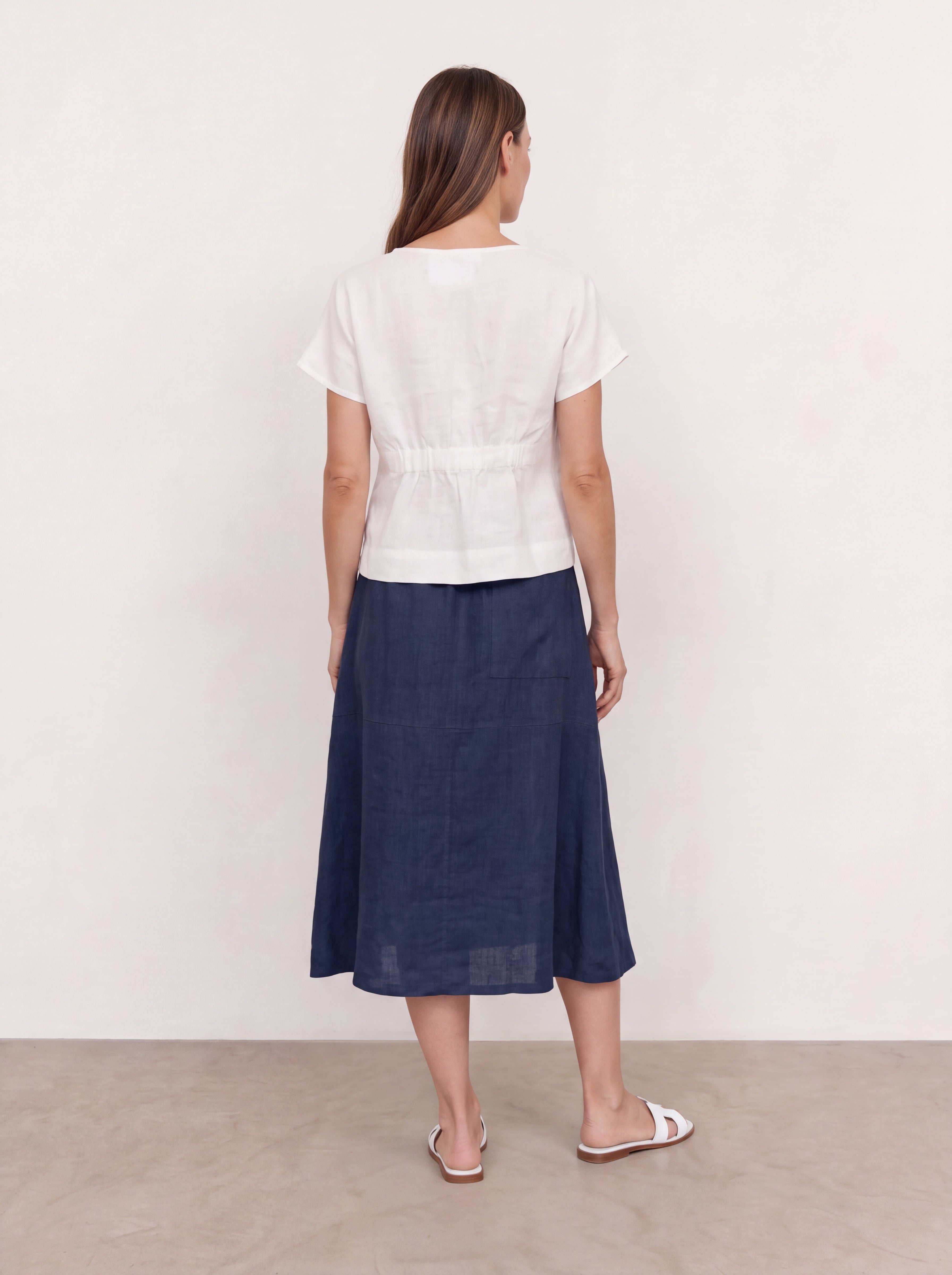 Zoe Linen Top Warm White