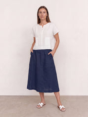 Zoe Linen Top Warm White