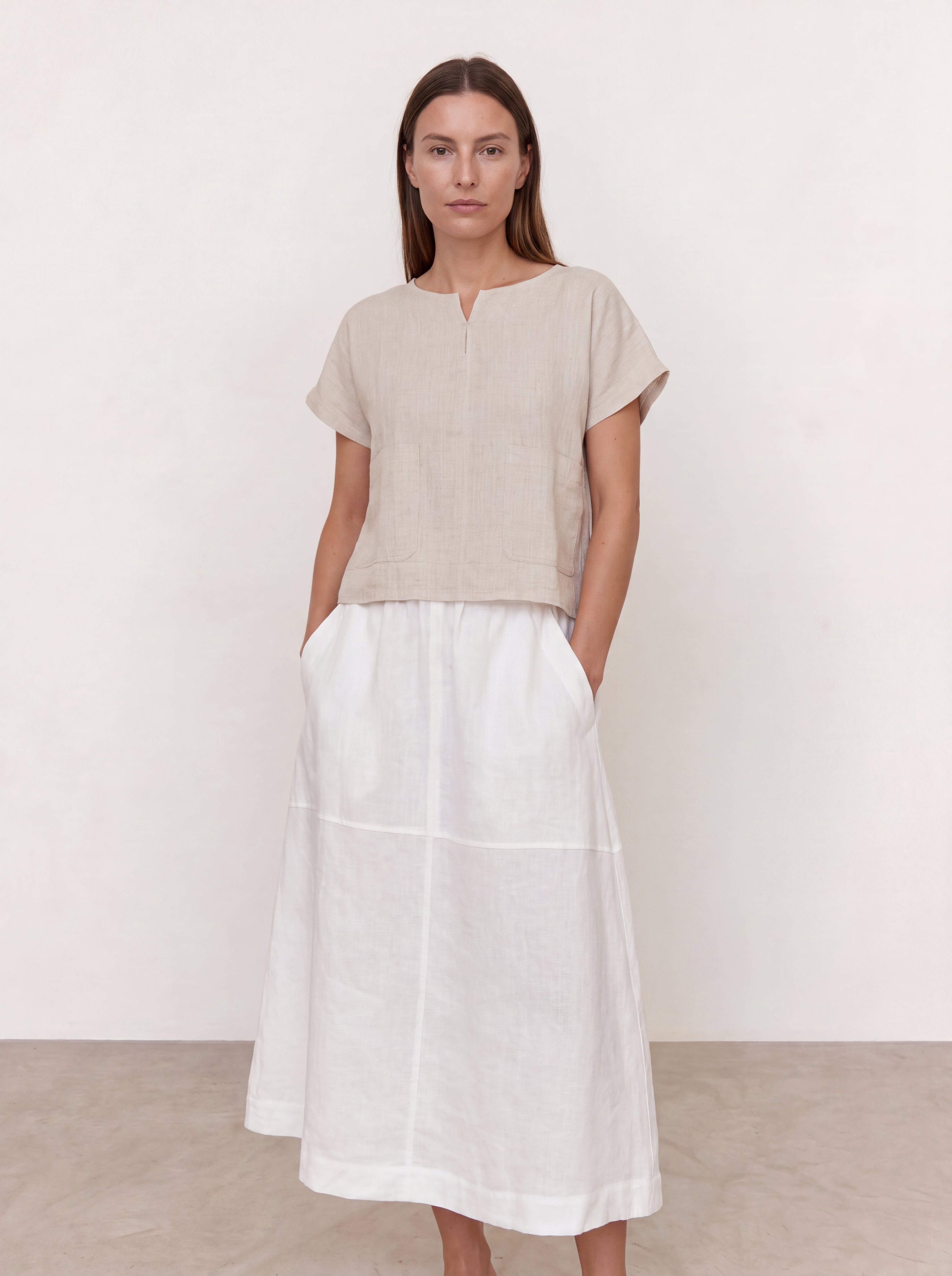 Soleil Linen Skirt Warm White