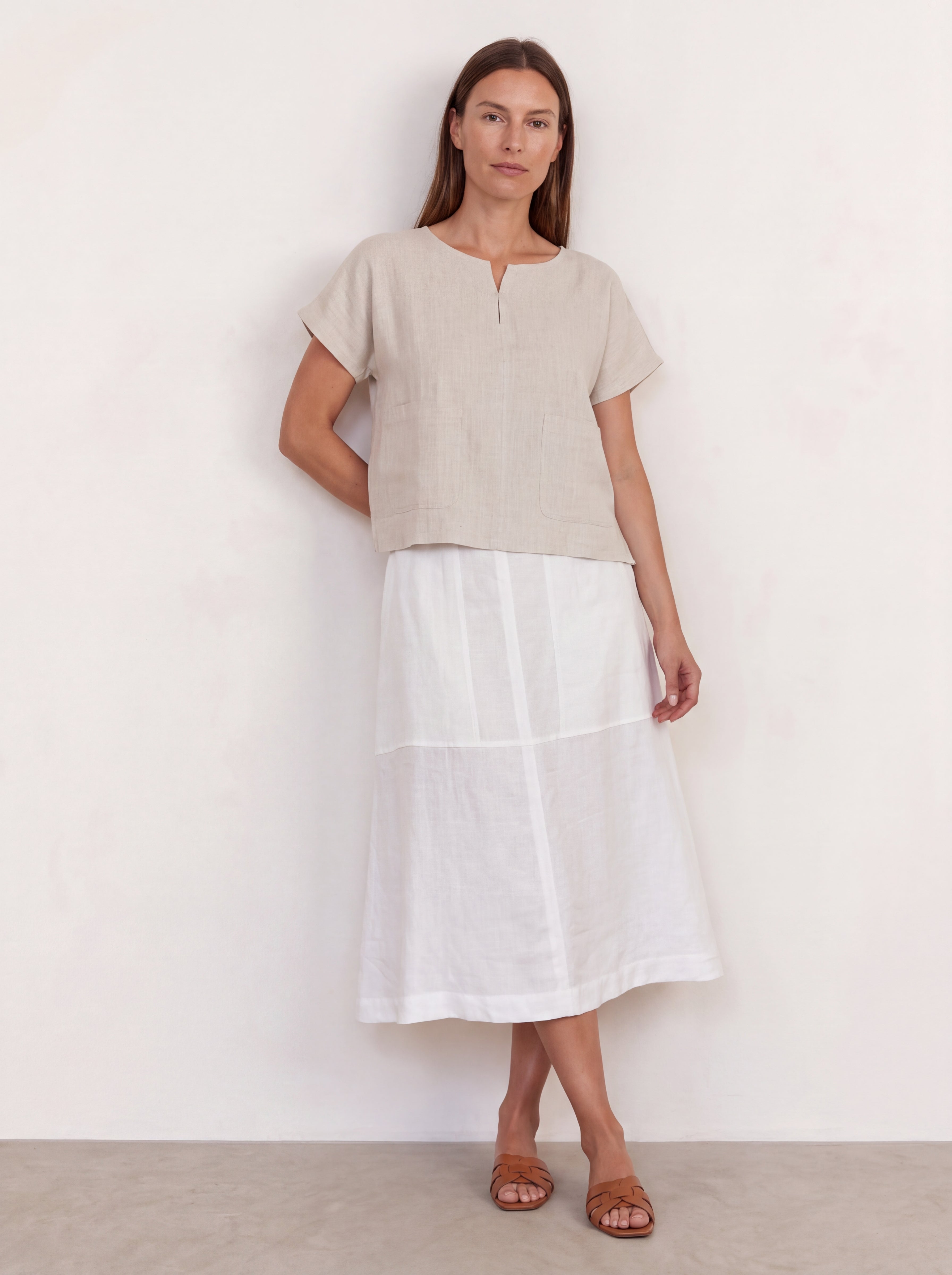 Soleil Linen Skirt Warm White