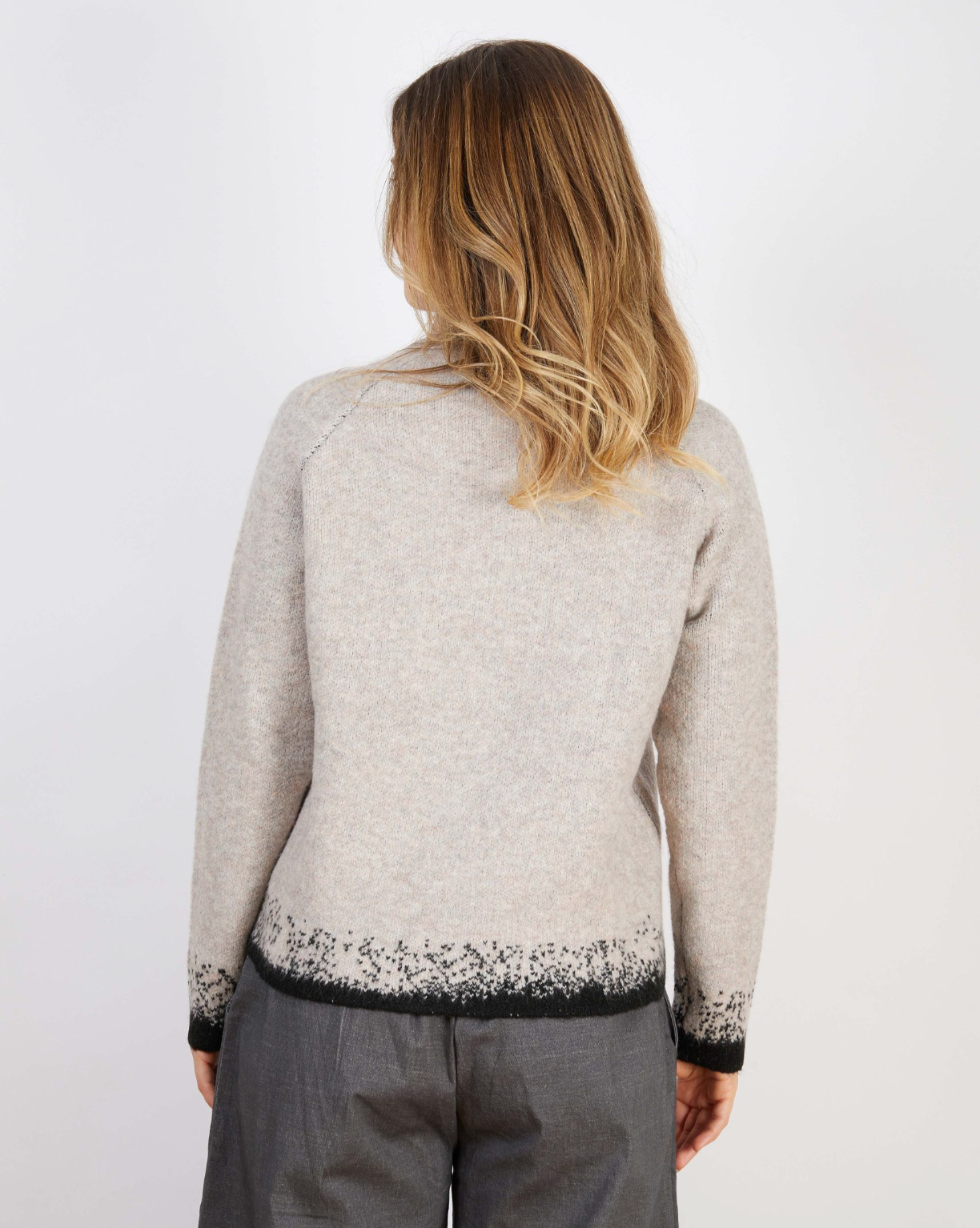 Eden Wool Blend Jumper – Ash with Ink Trim