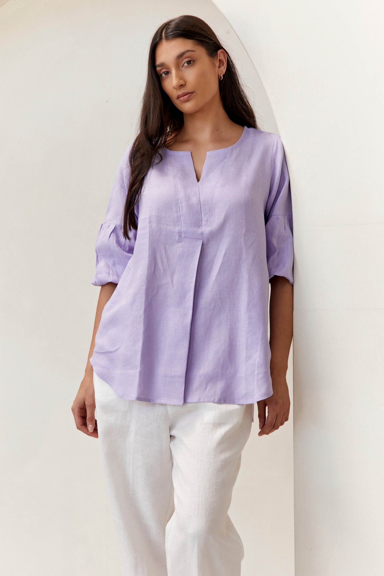 Clancy Linen Top Lilac
