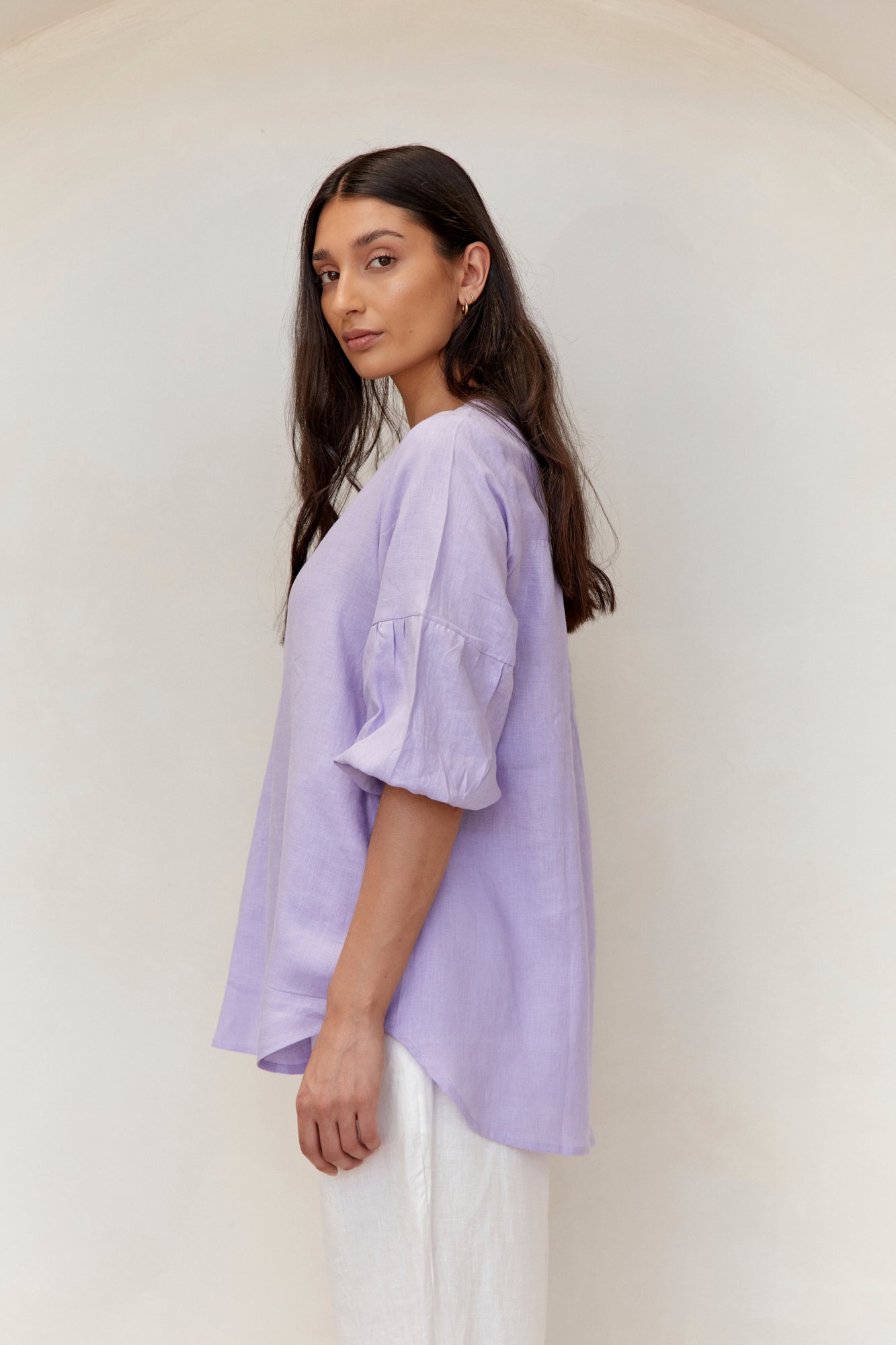 Clancy Linen Top Lilac