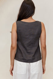 Shell Linen Top Charcoal