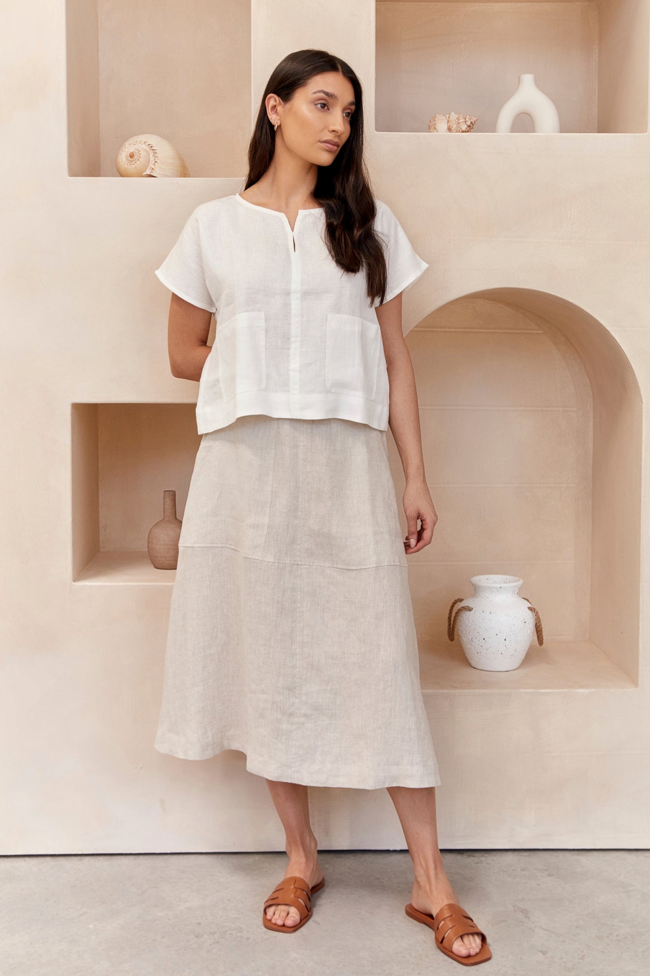 Soleil Linen Skirt Natural