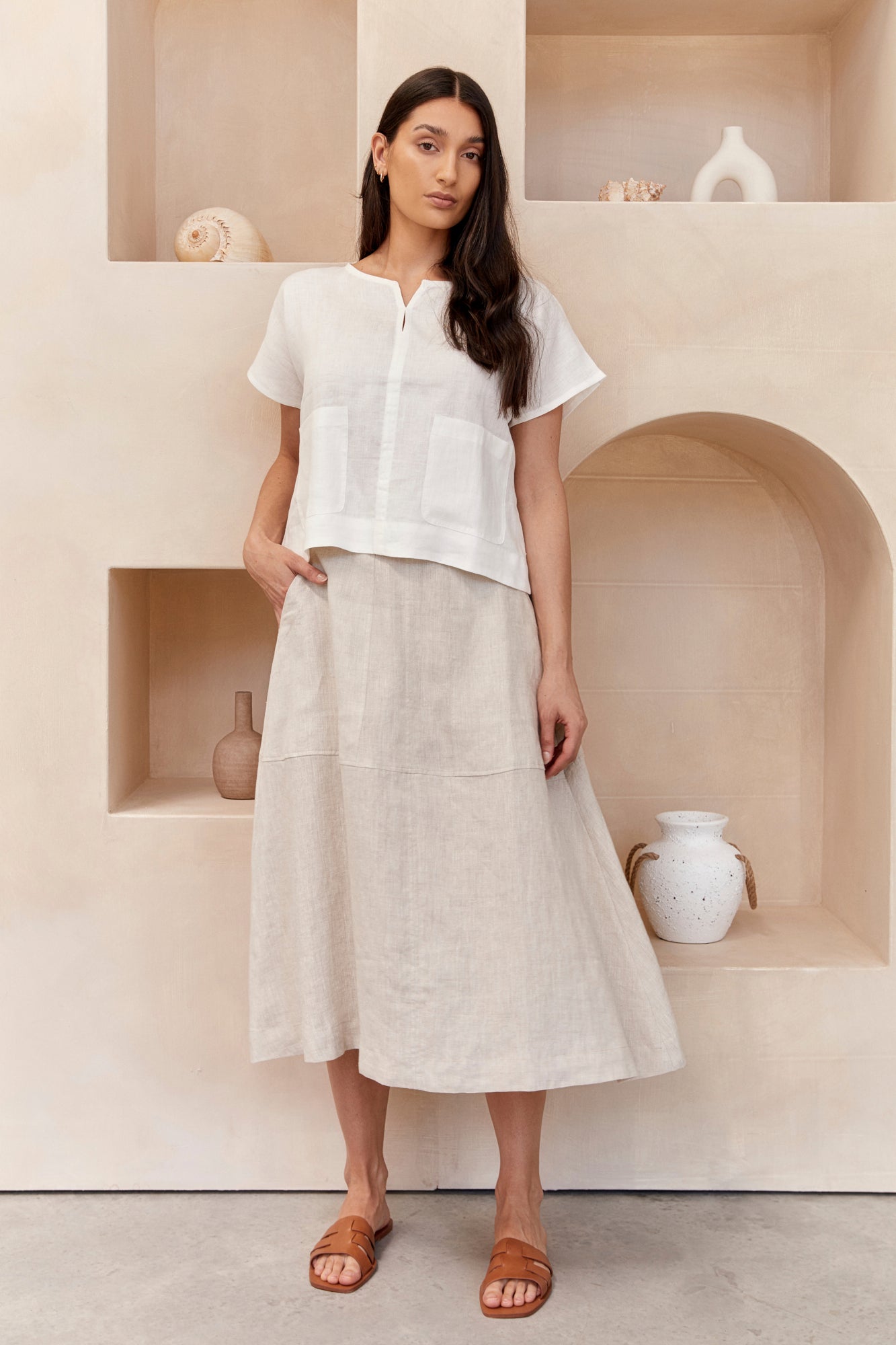 Soleil Linen Skirt Natural