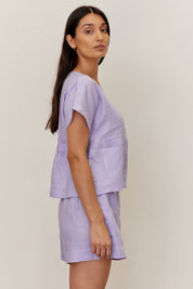 Venice Linen Shorts Lilac