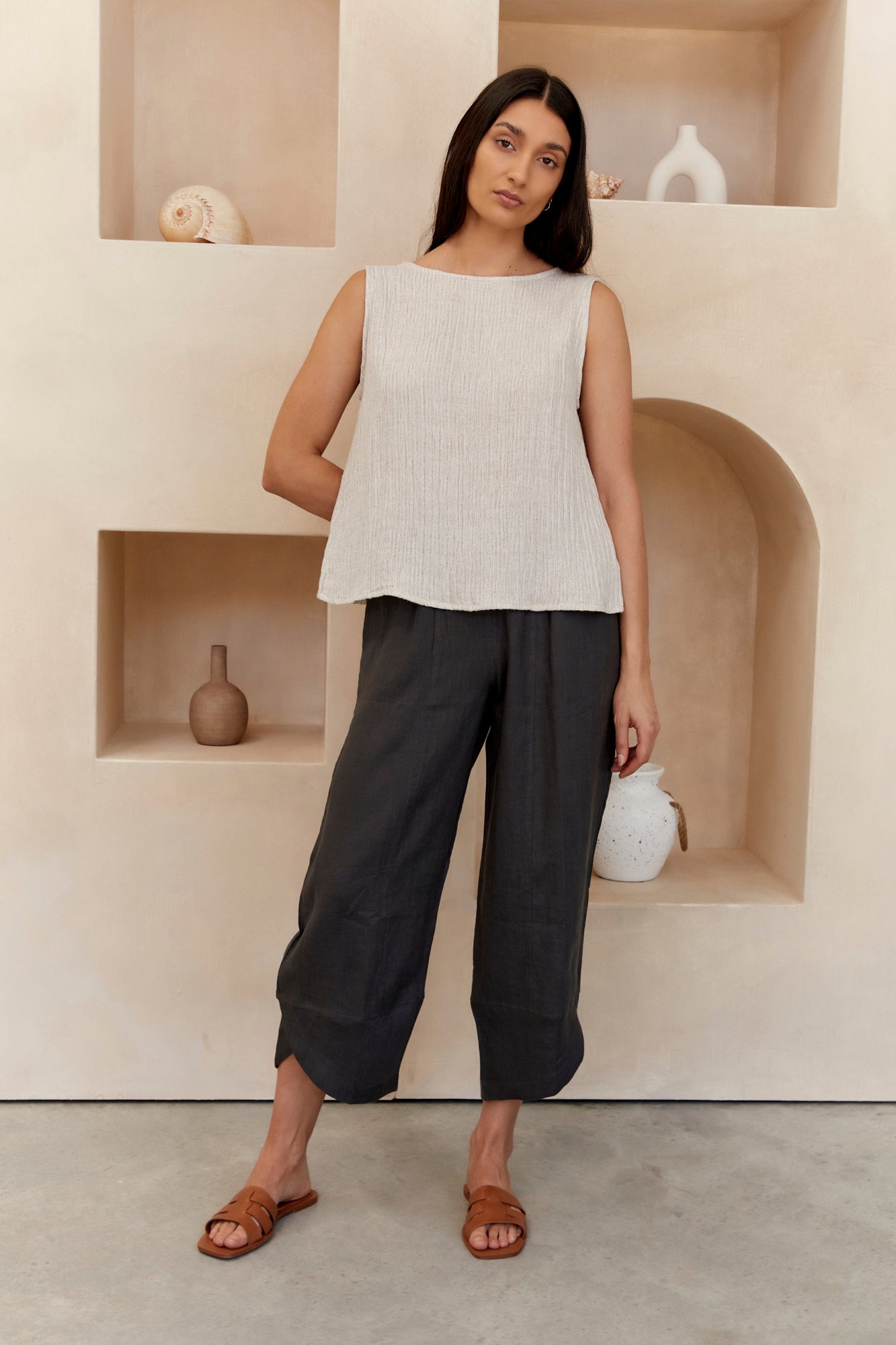 Palermo Linen Pants Charcoal