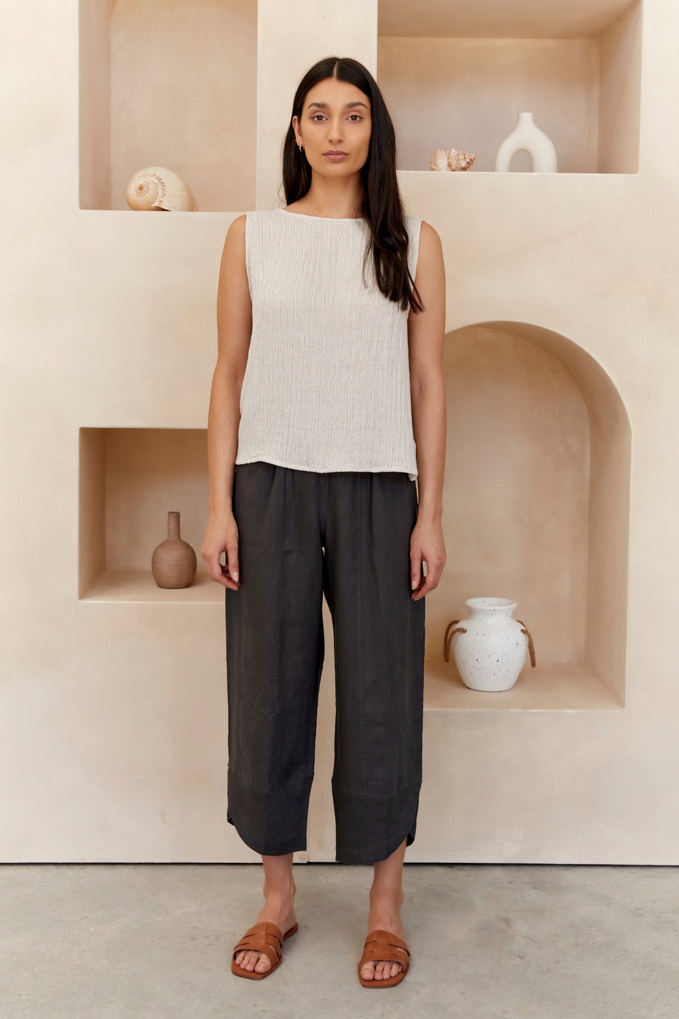 Palermo Linen Pants Charcoal