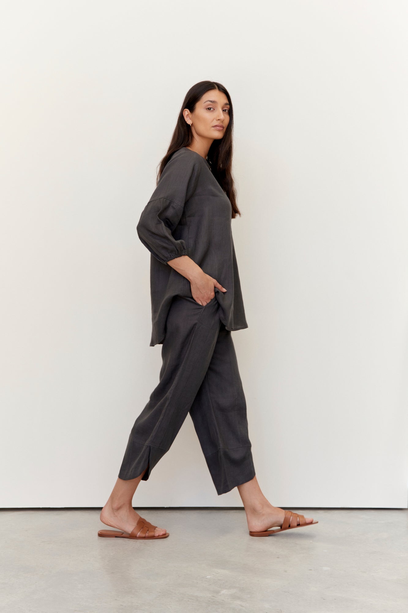 Palermo Linen Pants Charcoal