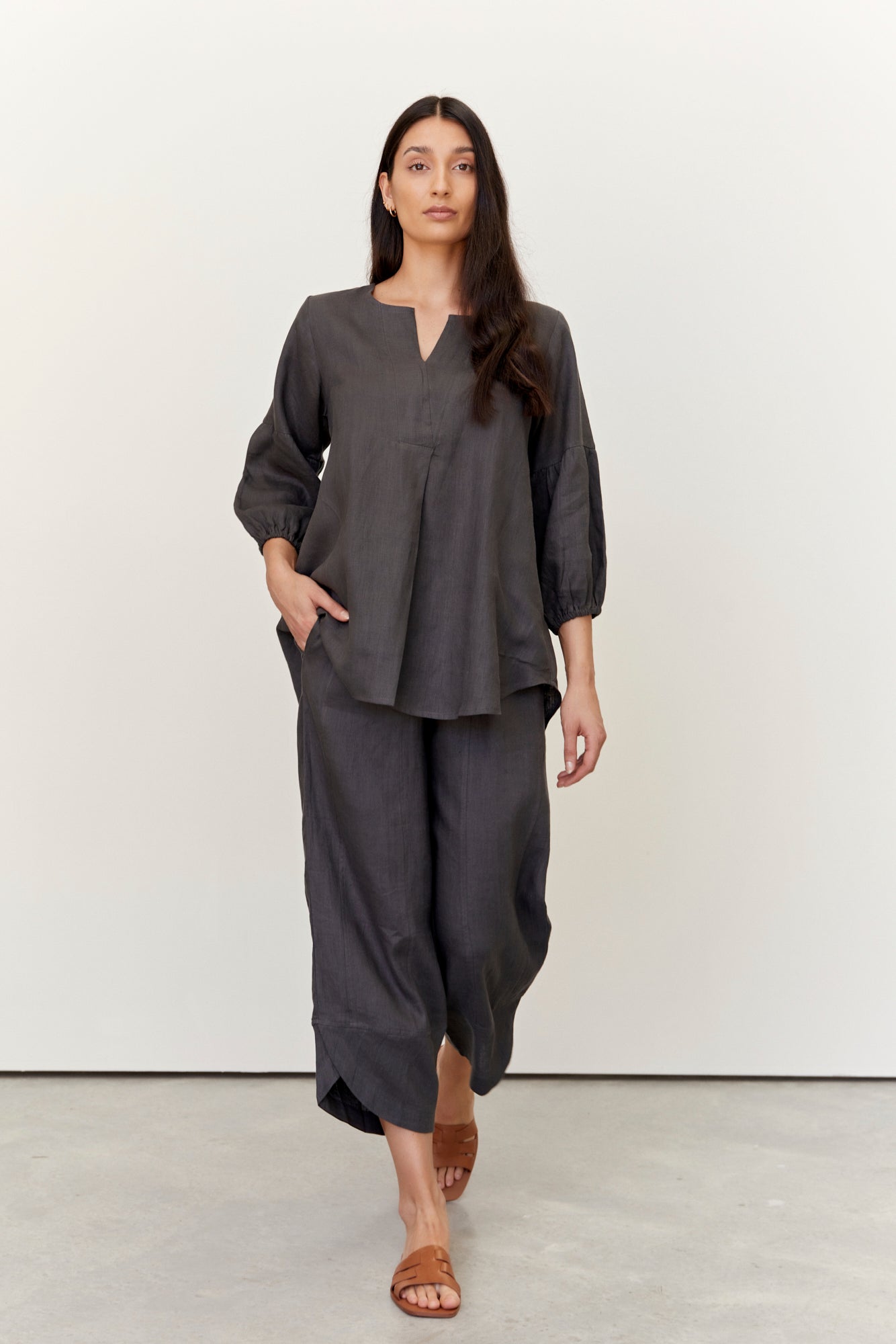 Palermo Linen Pants Charcoal