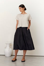 Soleil Linen Skirt Black