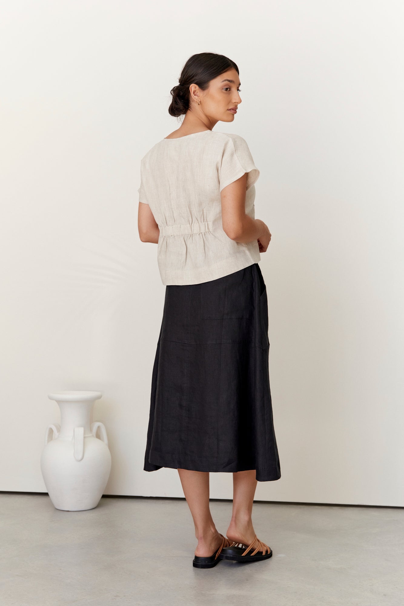 Soleil Linen Skirt Black