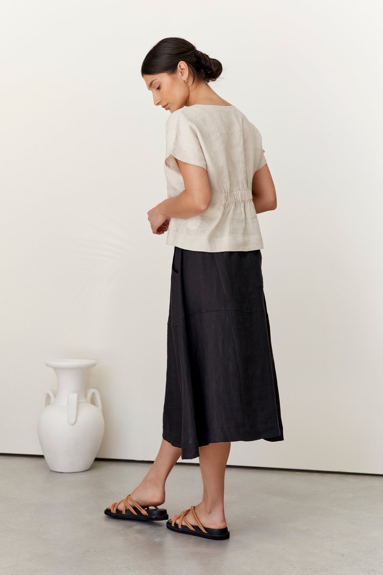 Soleil Linen Skirt Black