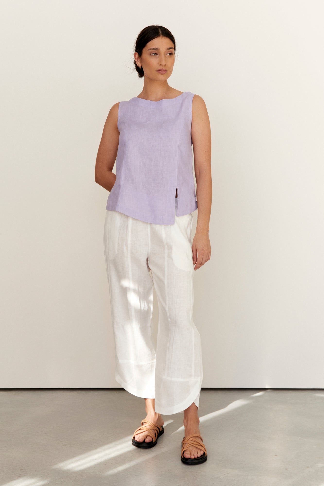 Shell Linen Top Lilac