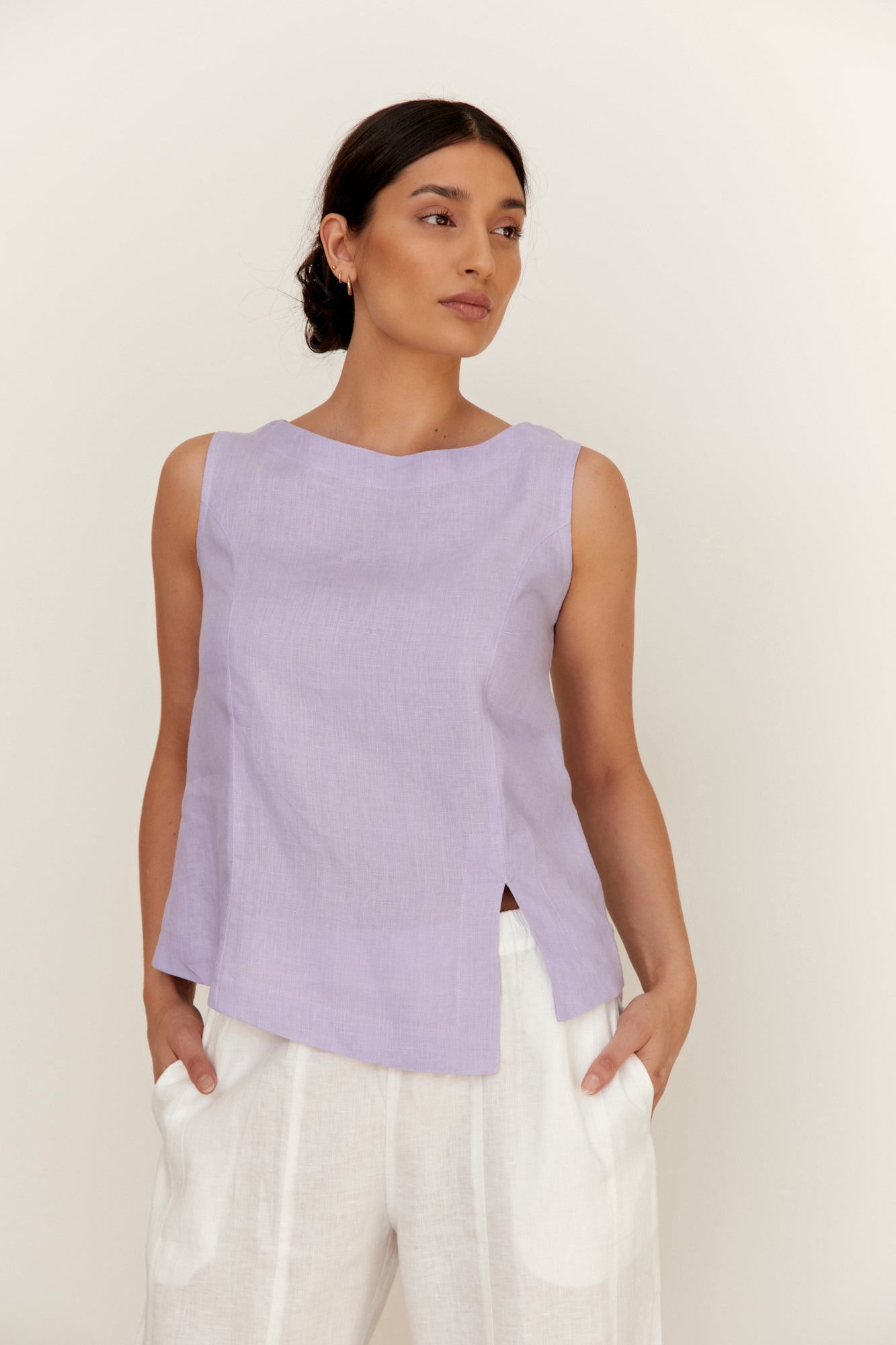 Shell Linen Top Lilac