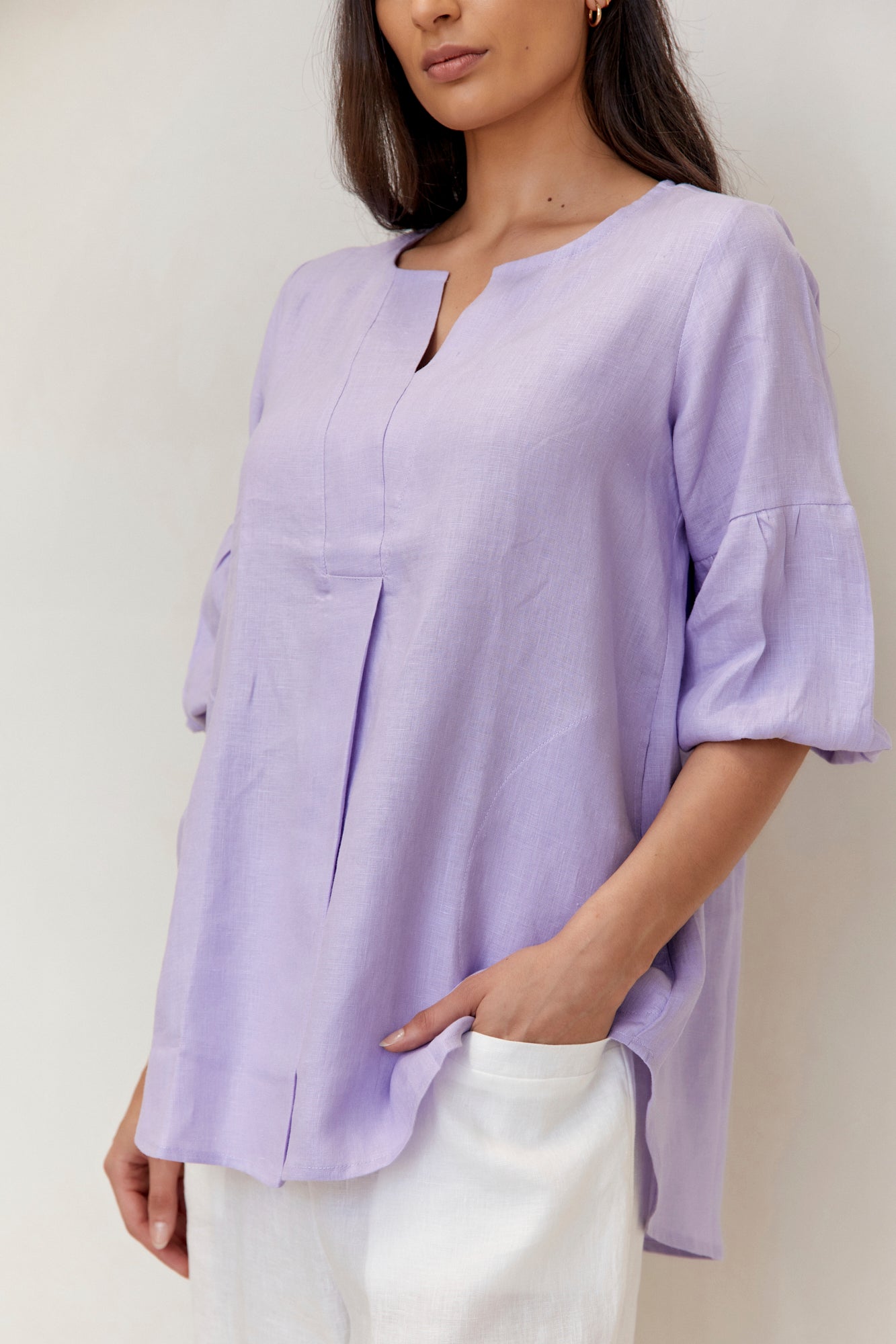 Clancy Linen Top Lilac
