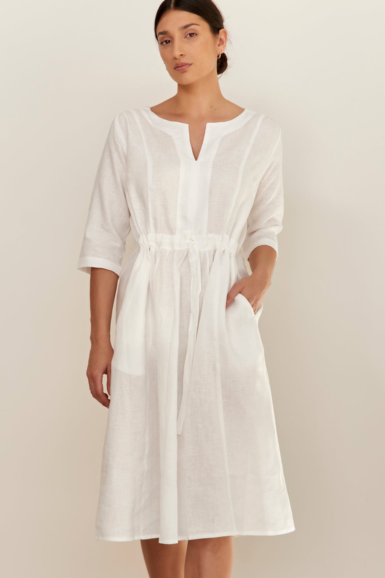 Nelle Linen Dress Warm White