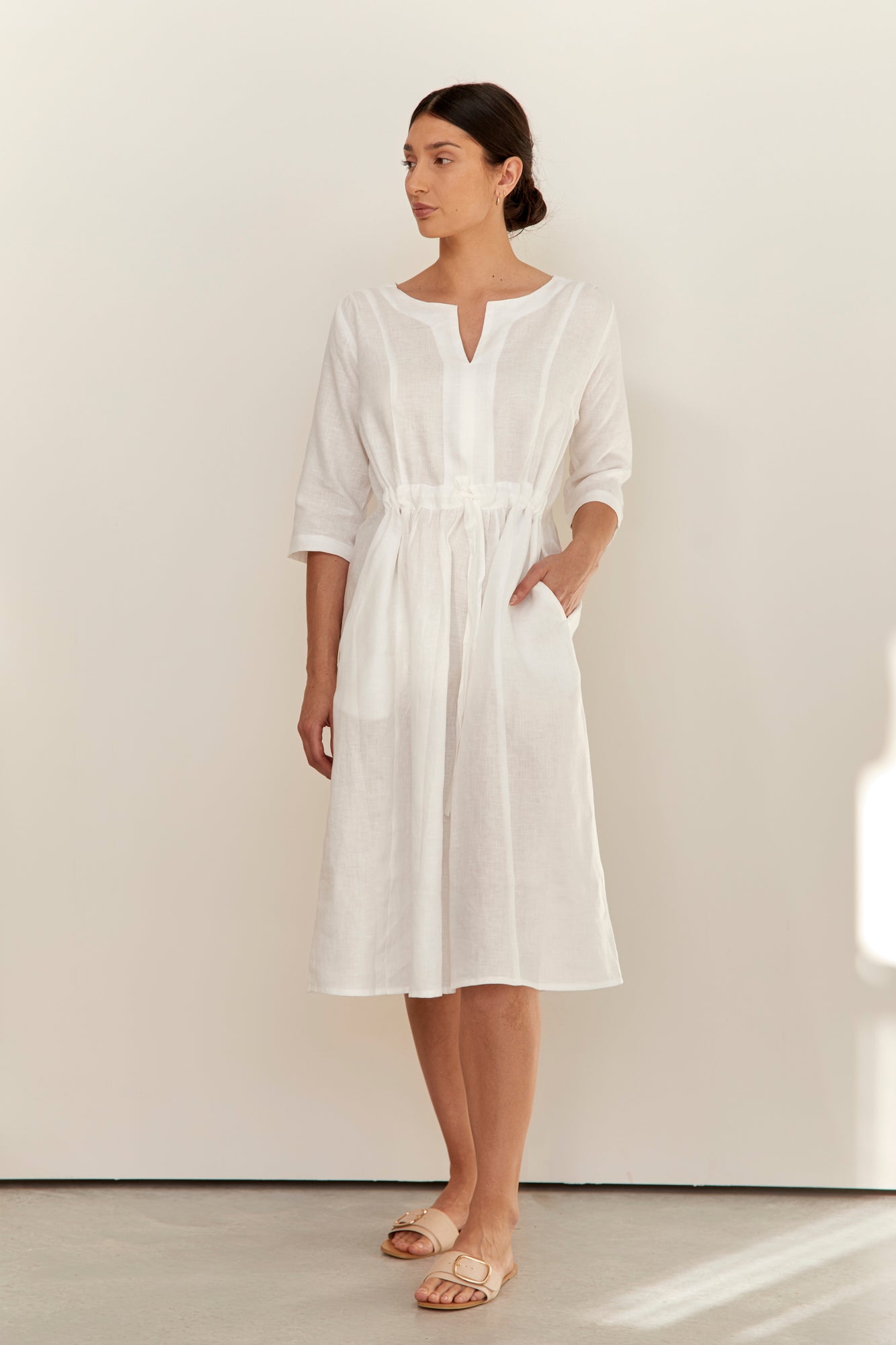 Nelle Linen Dress Warm White
