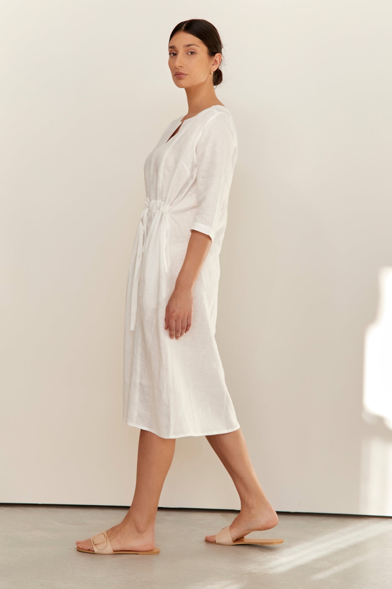 Nelle Linen Dress Warm White