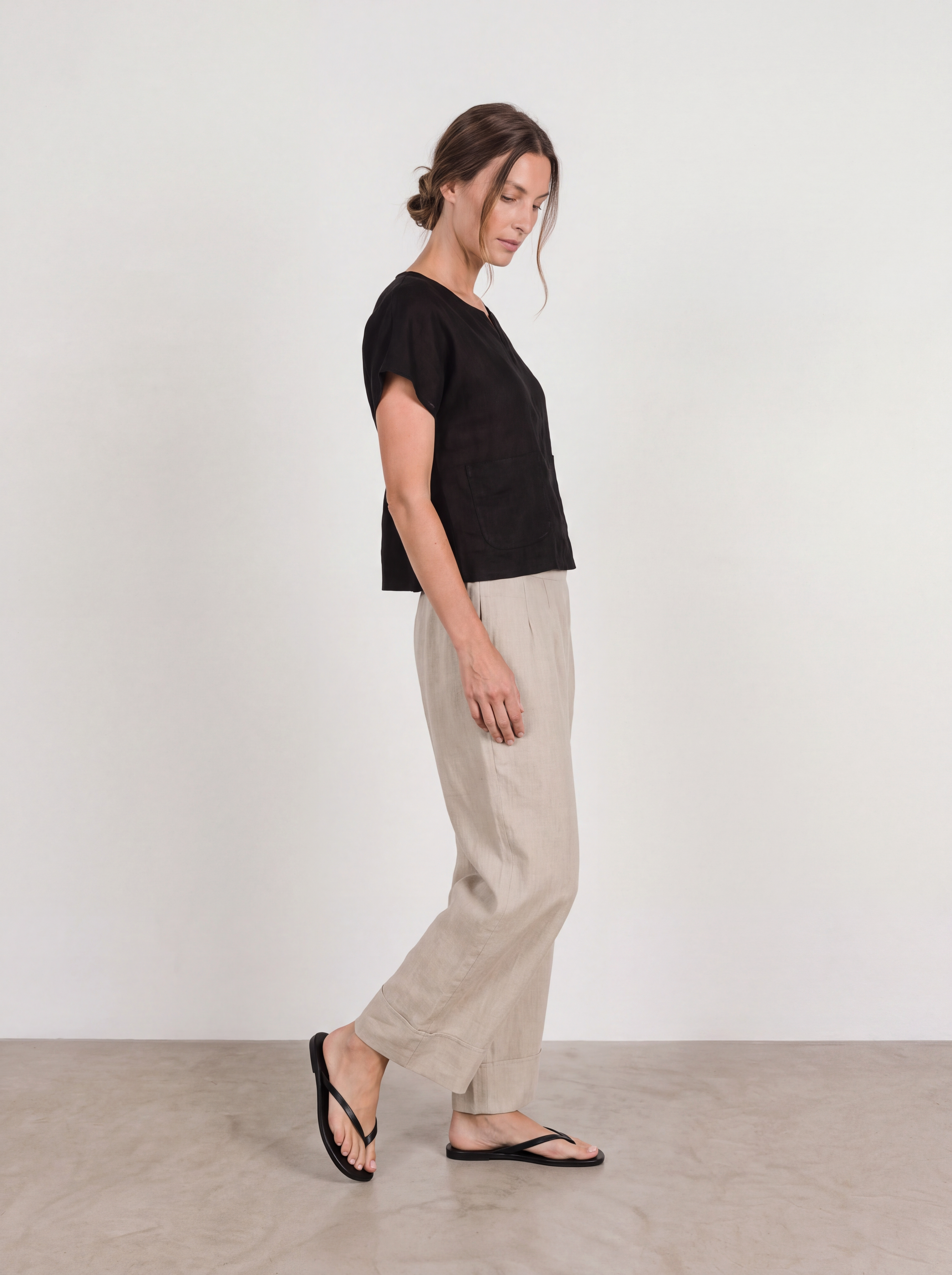 Zoe Linen Top Black