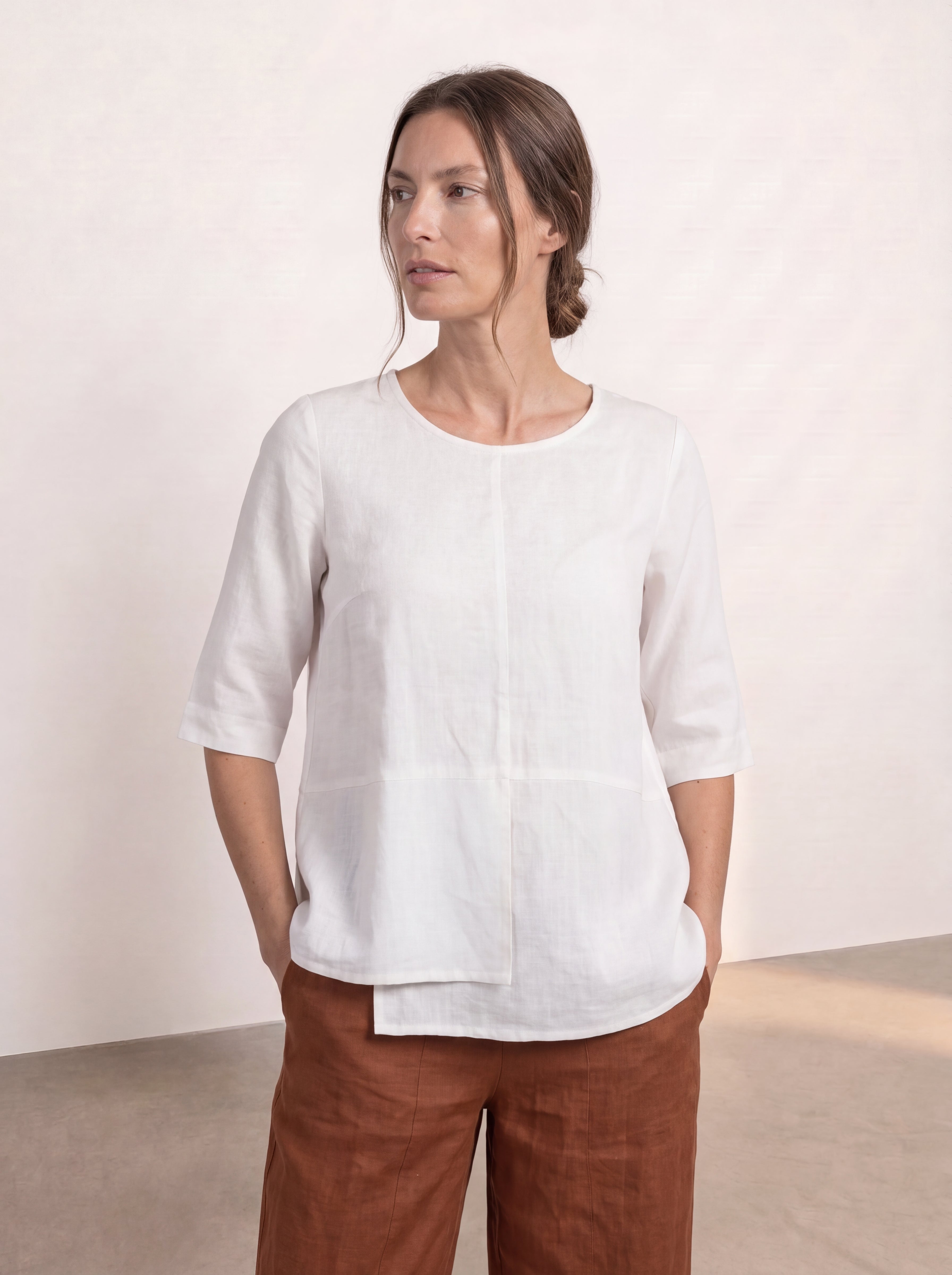 Adele Linen Top Warm White