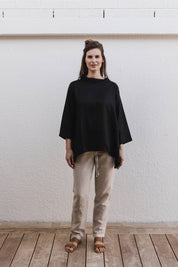 Caro Linen Top Black