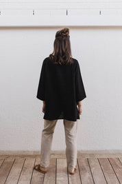 Caro Linen Top Black