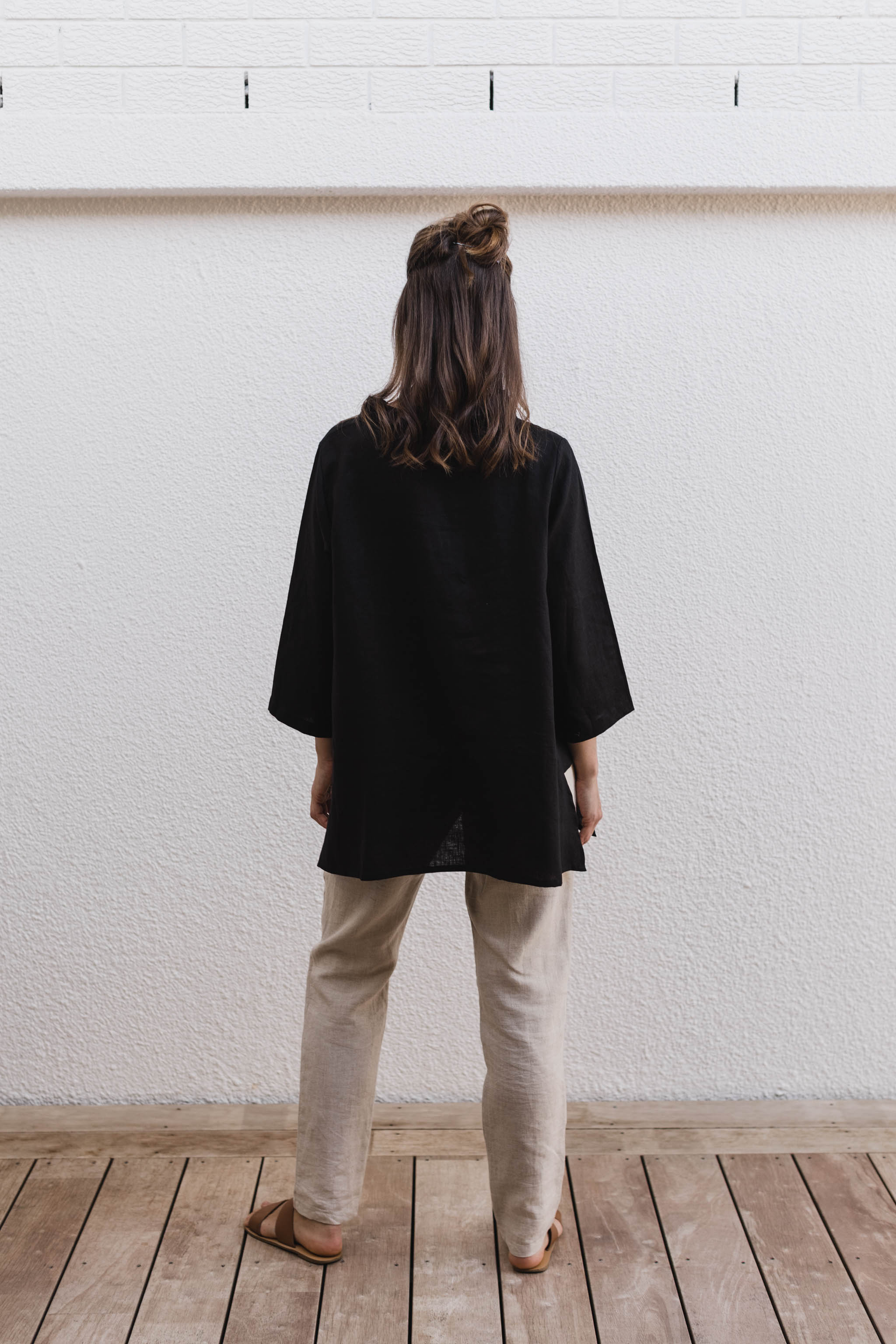Caro Linen Top Black