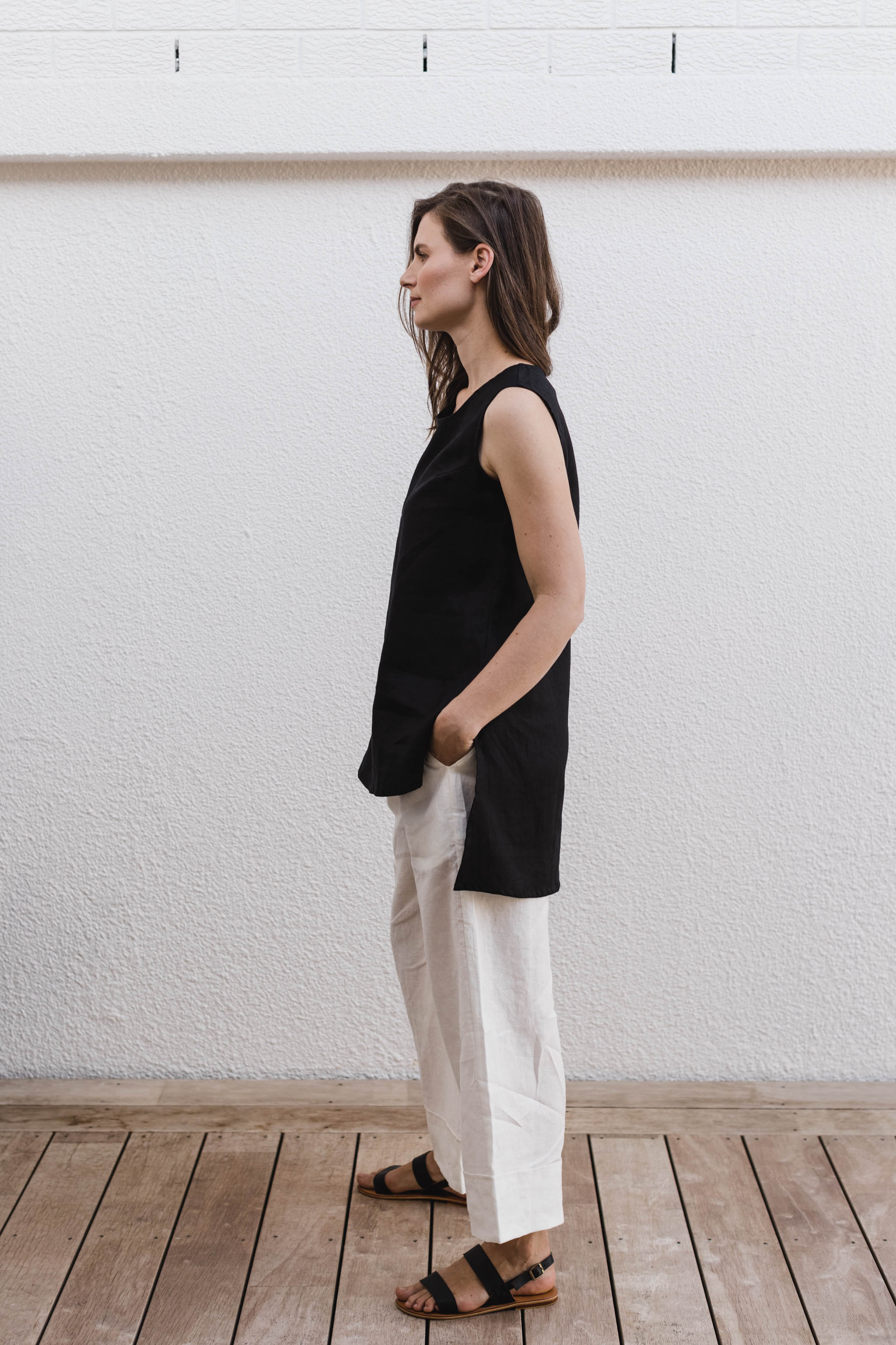 Phoebe Linen Top Black