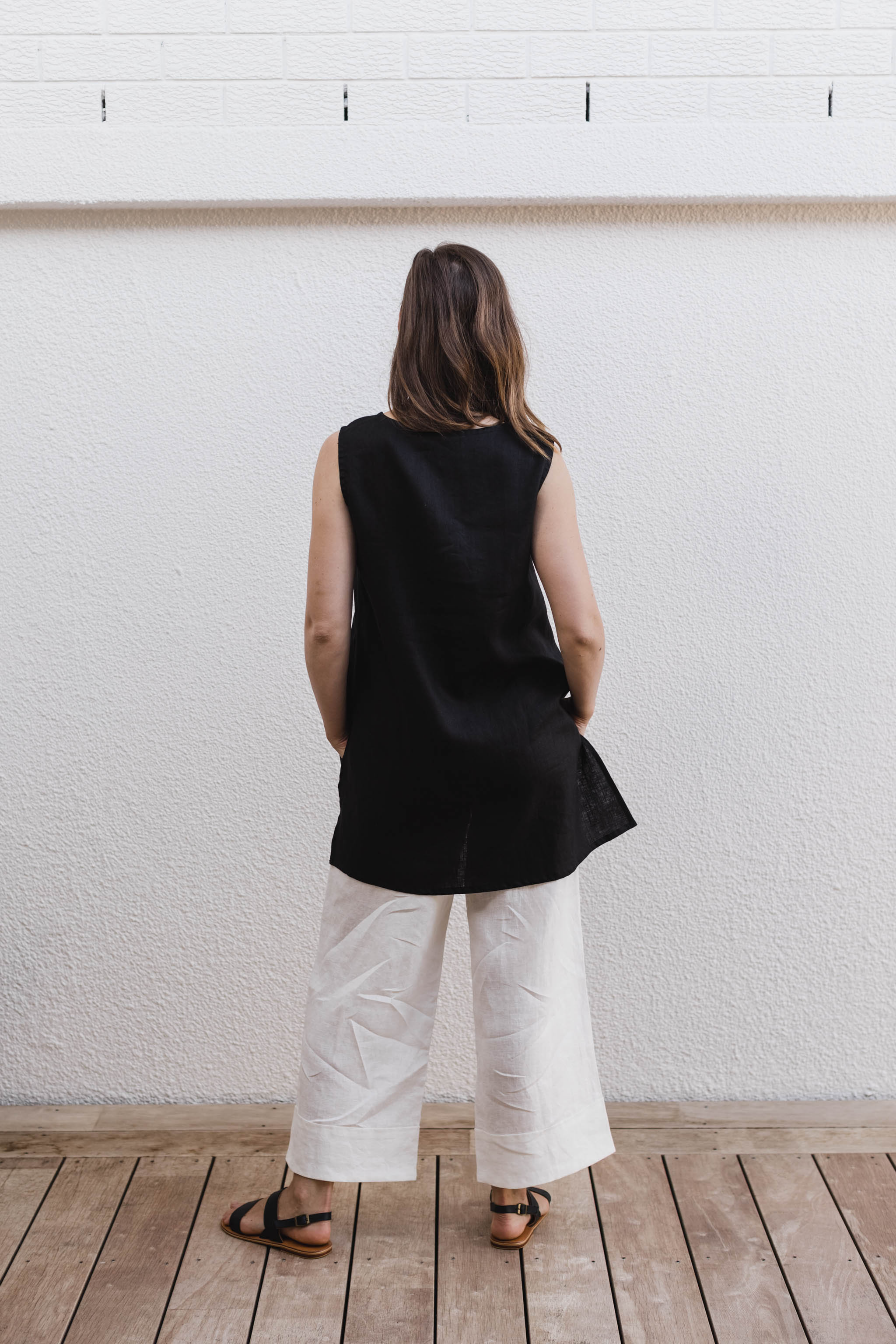 Phoebe Linen Top Black