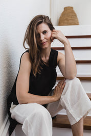 Phoebe Linen Top Black