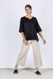 Adele Linen Top Black