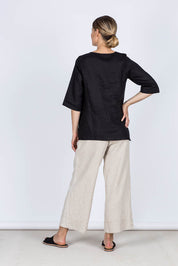 Adele Linen Top Black