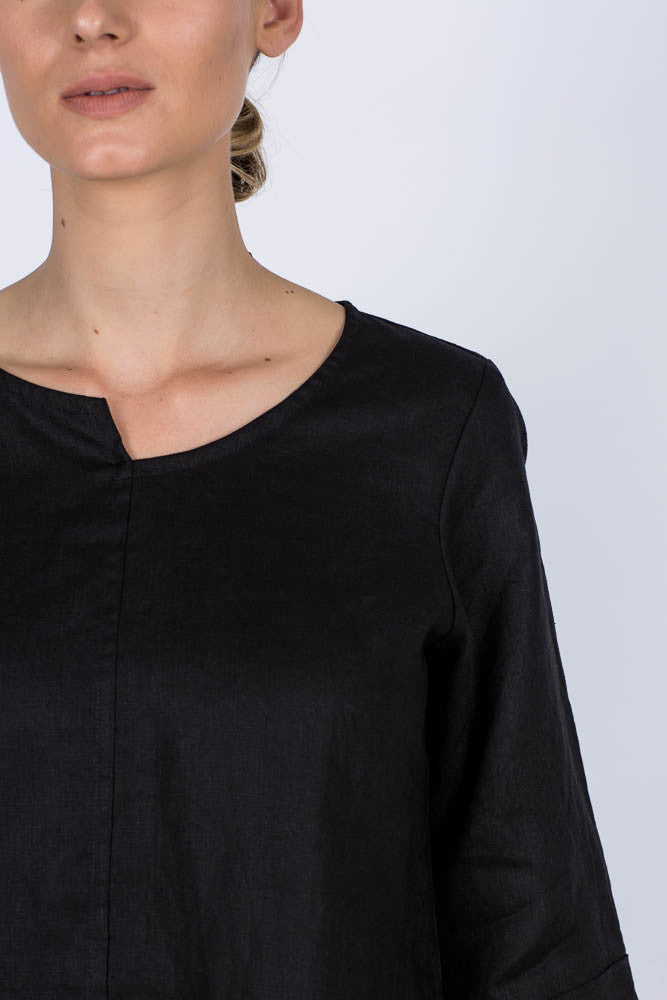 Adele Linen Top Black