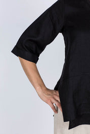 Adele Linen Top Black