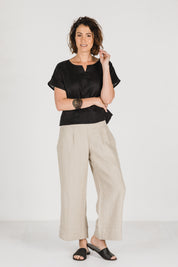 Zoe Linen Top Black