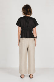 Zoe Linen Top Black