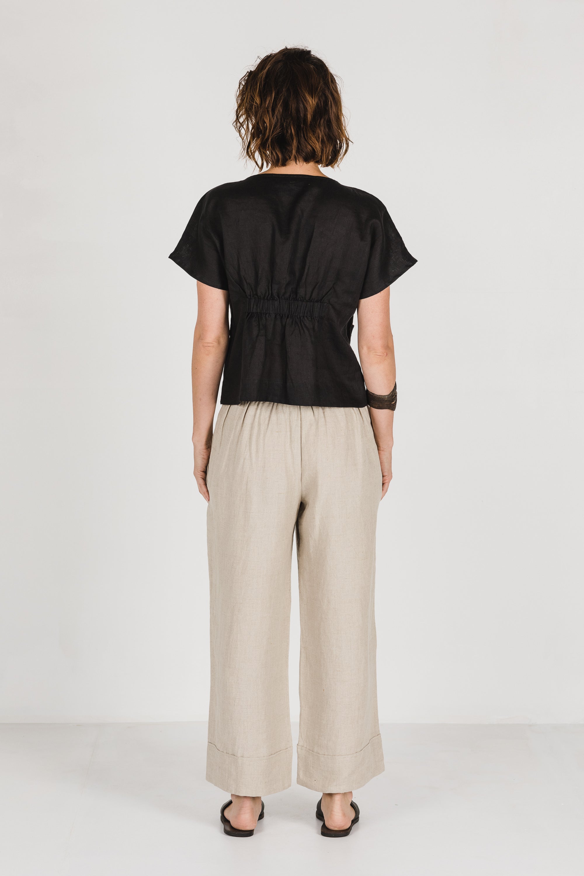 Zoe Linen Top Black