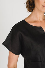 Zoe Linen Top Black