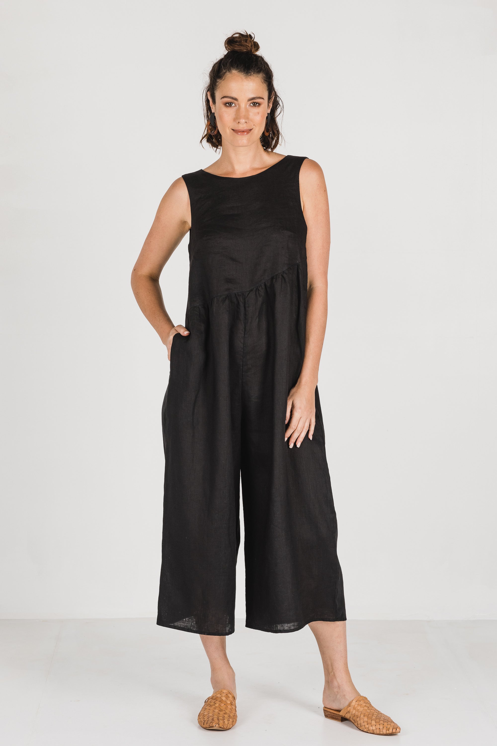 Dee Linen Jumpsuit Black