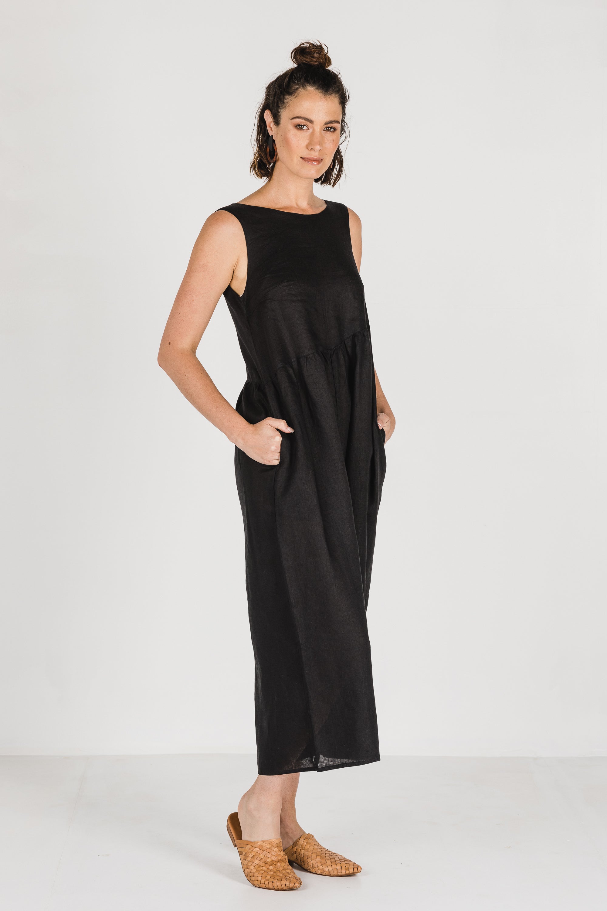 Dee Linen Jumpsuit Black